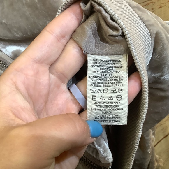 Free People Ruched Crushed Velvet Bomber Jacket - size Small - Picture 4 of 6